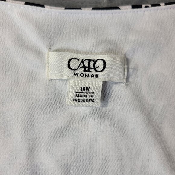 Cato Woman Plus 18W Black White Sheath Dress Ruched Stretch Sleeveless Cocktail - Picture 2 of 11